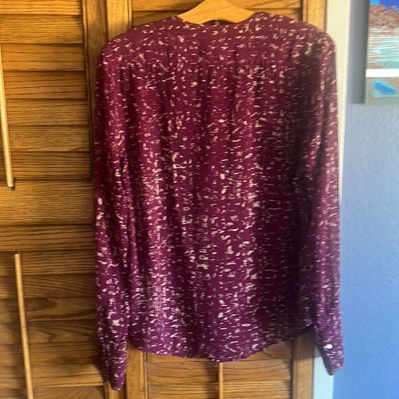 Converse Semi-Sheer Burgundy & Tan Print Tunic Blouse - Picture 3 of 9